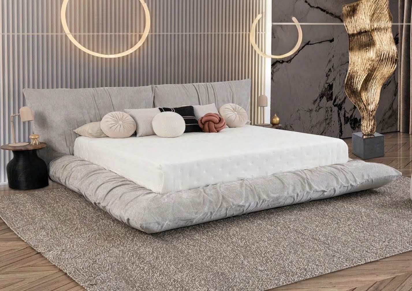 Cabecera y base ultra moderna de perfil bajo estilo nube